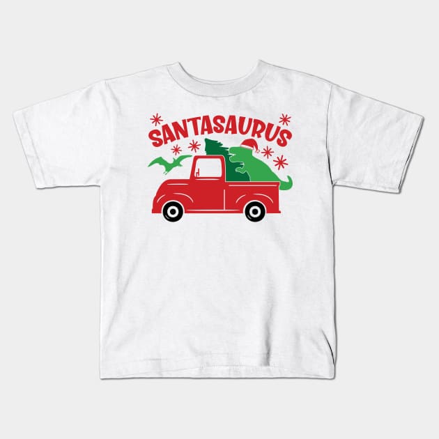 SantaSaurus Truck BaileyAndGinger Kids T-Shirt by AMER.COM